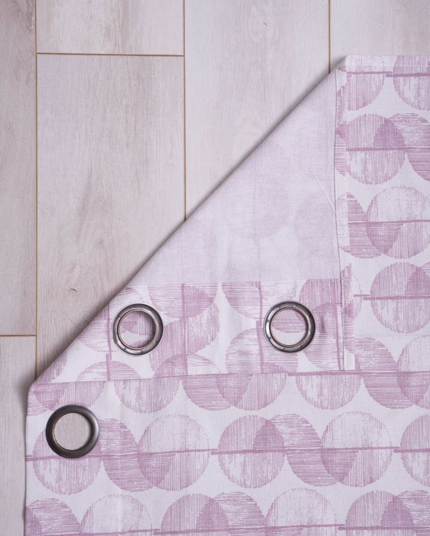 Swirl Lilac Polyester Cotton Printed Door Curtain | Set of 2 | 7 x 4 Feet