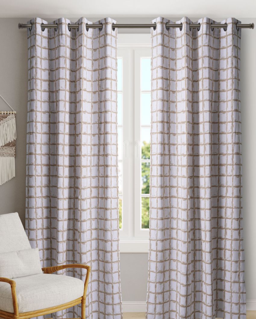 Mesh Polyester Cotton Printed Door Curtain | Set of 2 | 7 x 4 Feet