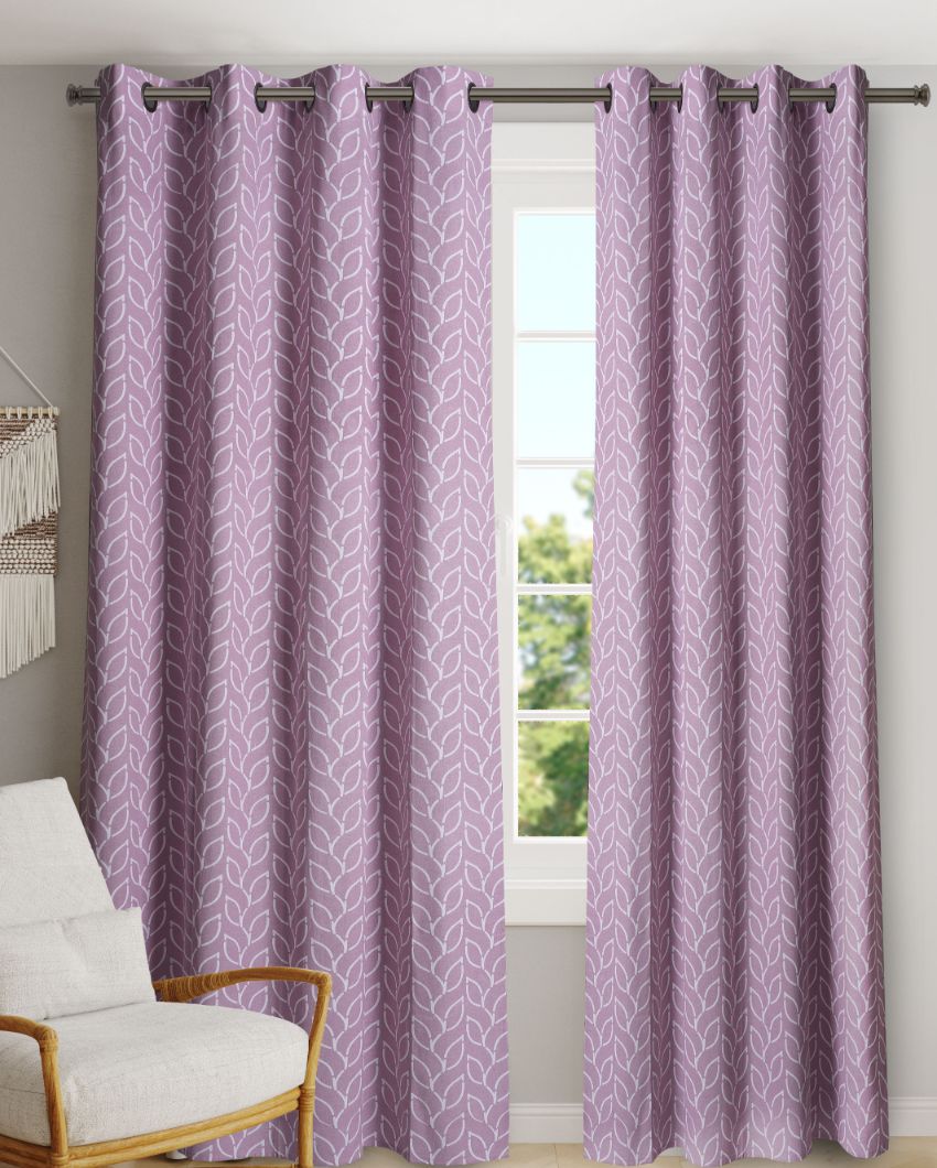 Branchlet Lilac Polyester Cotton Door Curtain | Set of 2 | 7 x 4 Feet