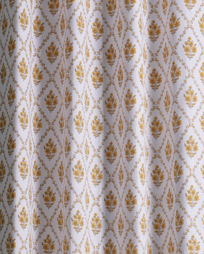 Daisy Yellow Polyester Cotton Printed Door Curtain | Set of 2 | 7 x 4 Feet