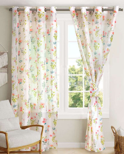 Flora Digitally Printed Polyester Sheer Curtains | Set Of 2 | 7 x 4.4 ft