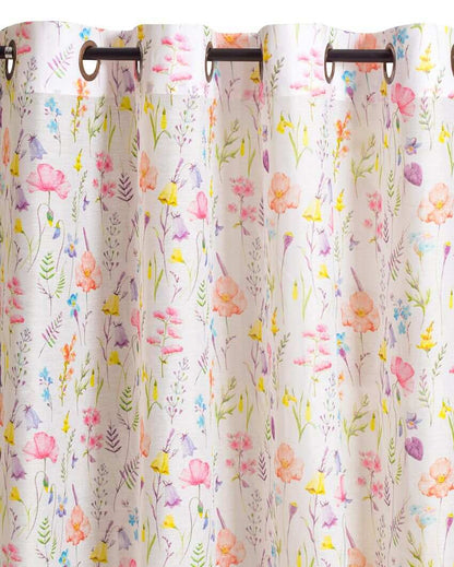 Floral Garden Digitally Printed Polyester Sheer Curtains | Set Of 2 | 7 x 4.4 ft