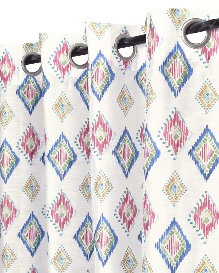 Mia Printed Polyester Sheer Curtains | Set Of 2 | 7 x 4.4 ft