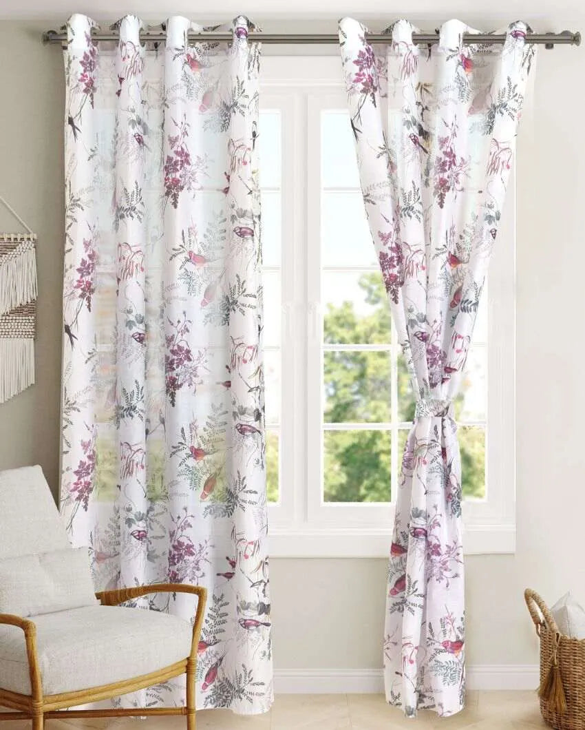 Ava Printed Polyester Sheer Curtains | Set Of 2 | 7 x 4.4 ft