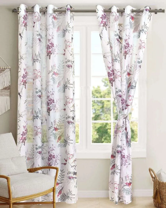 Ava Printed Polyester Sheer Curtains | Set Of 2 | 7 x 4.4 ft