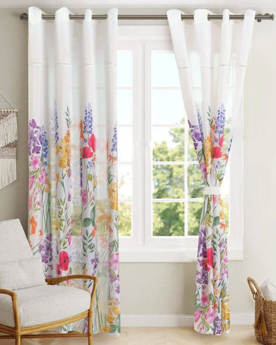 Karla Printed Polyester Sheer Curtains | Set Of 2 | 7 x 4.4 Ft