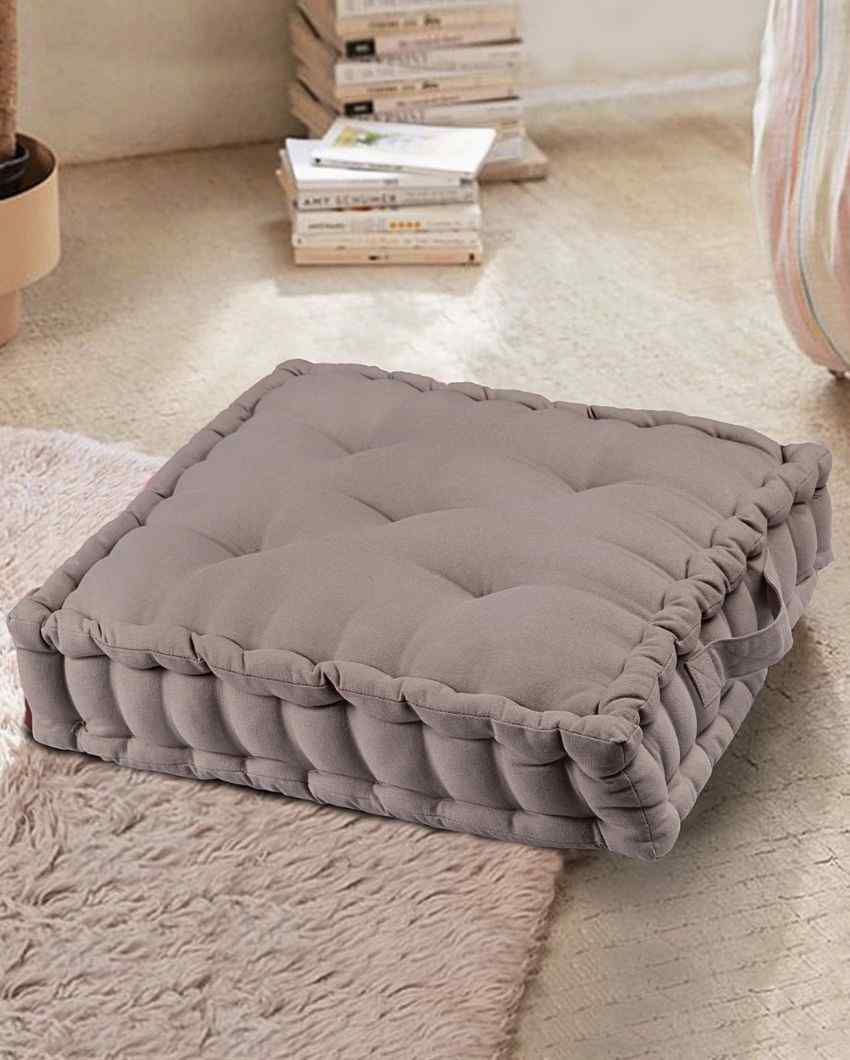 Anulom Vilom Taupe Matlas Cotton Floor Cushion