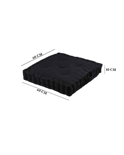 Kapalbhati Black Matlas Cotton Floor  Cushions