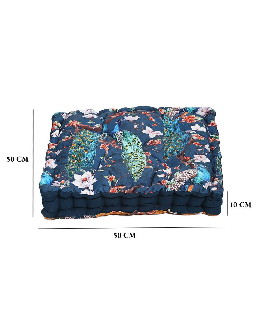 Gulmohar Matlas Polycotton Floor Cushion | 20 X 20 inches