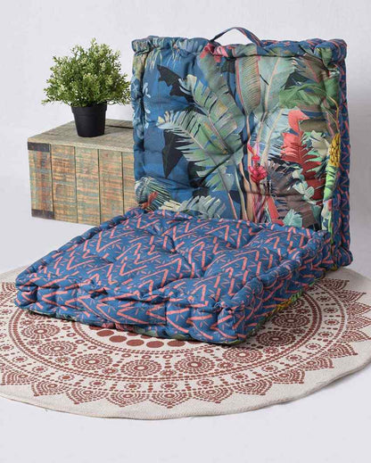 Savana Leaves Printed Matlas Polycotton Floor Cushion