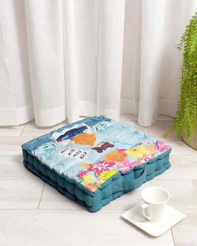 Meditate Digitally Printed Polycotton Floor Cushion