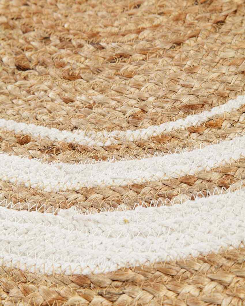 Beige Hand Braided Cotton Rug | 39 x 24 inches