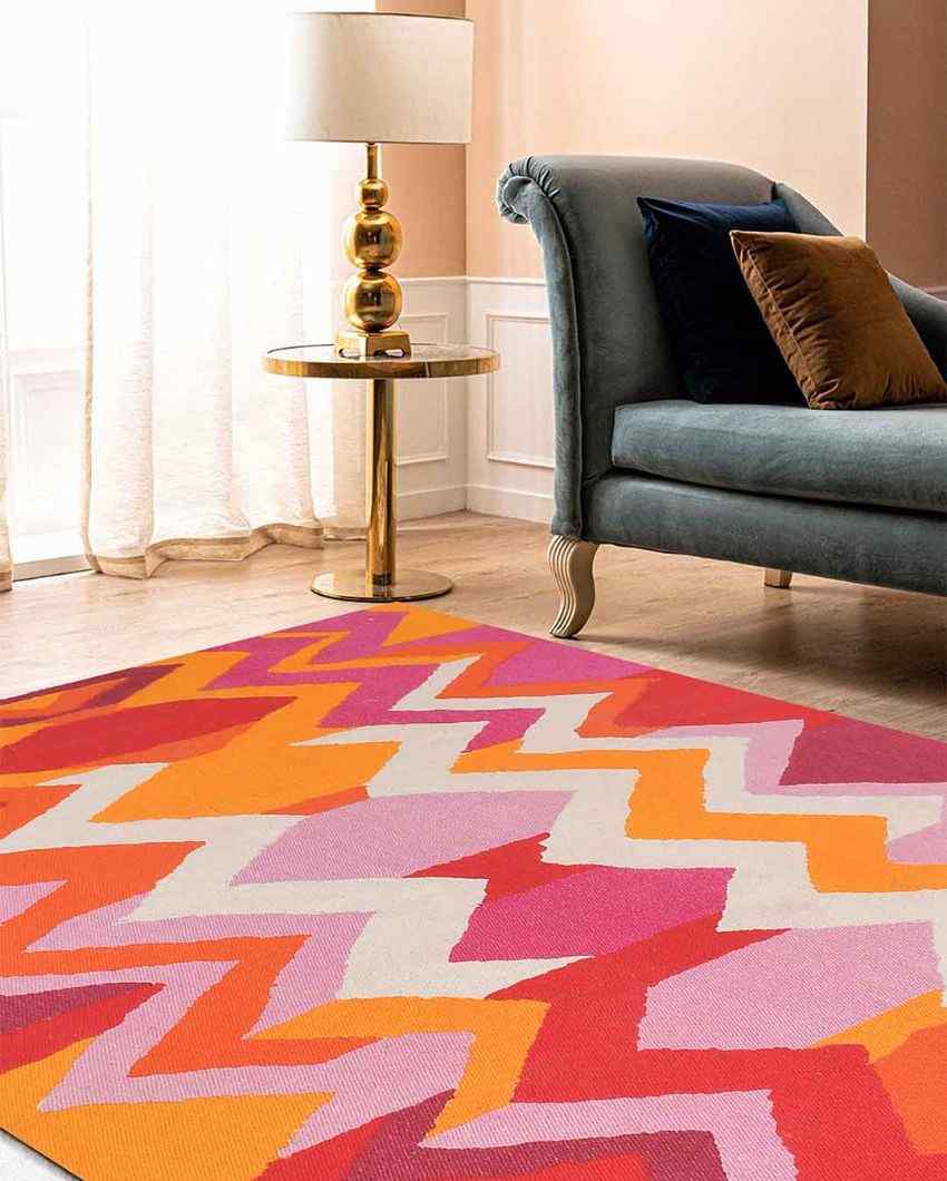 Azalea Multicolor Cotton Printed Carpet | 67 x 47 inches