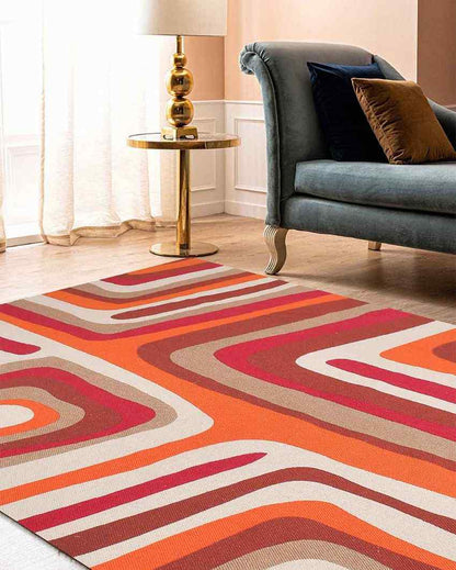 Hurly-Burly Rusty Printed Cotton Carpet | 67 x 47 inches