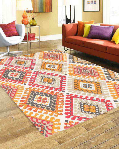 Rajwada Multicolored Printed Cotton Carpet | 67 x 47 inches