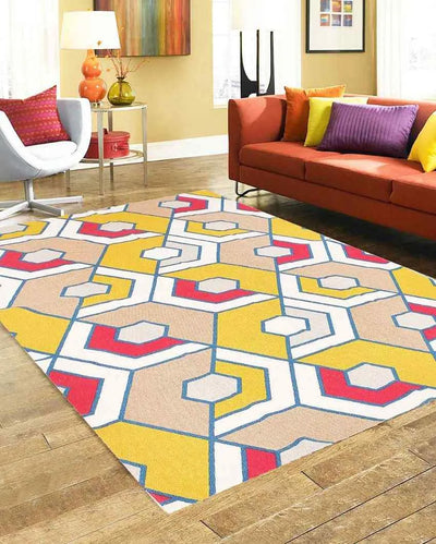 Honeycomb Printed Cotton Carpet | 67 x 47 inches