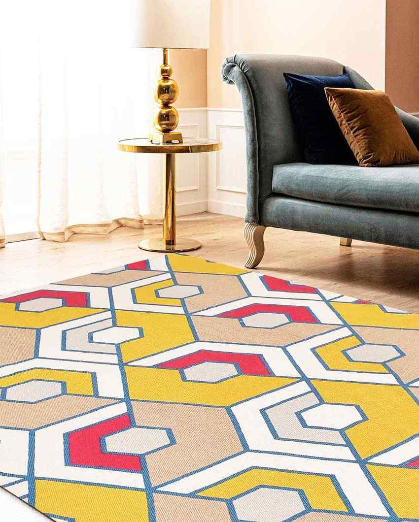 Honeycomb Printed Cotton Carpet | 67 x 47 inches