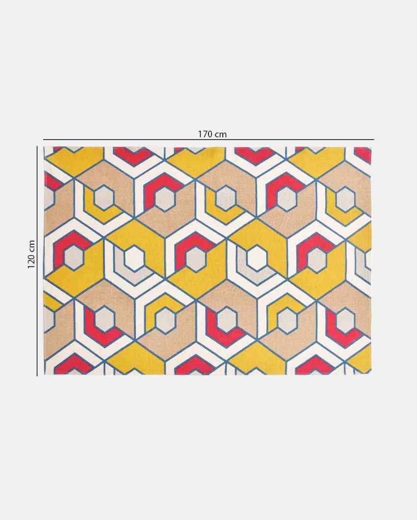 Honeycomb Printed Cotton Carpet | 67 x 47 inches