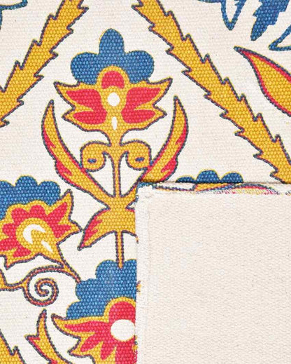 Mewar Yellow Printed Cotton Carpet | 67 x 47 inches