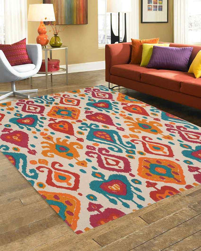 Ecletic Ikat Printed Cotton Carpet | 67 x 47 inches