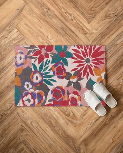 Stylish Cotton Floral Printed Rug | 35 x 23 inches