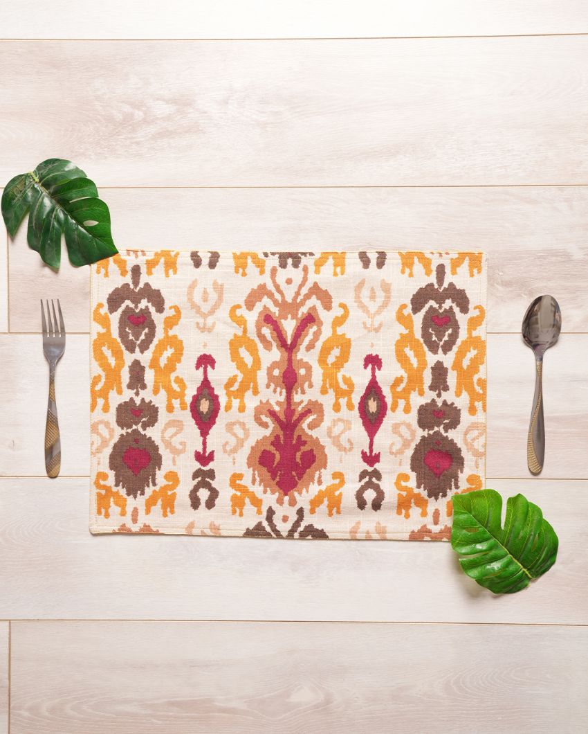 Rangbahar Ikat Printed Placemat | Set of 6 | 18 x 13 inches