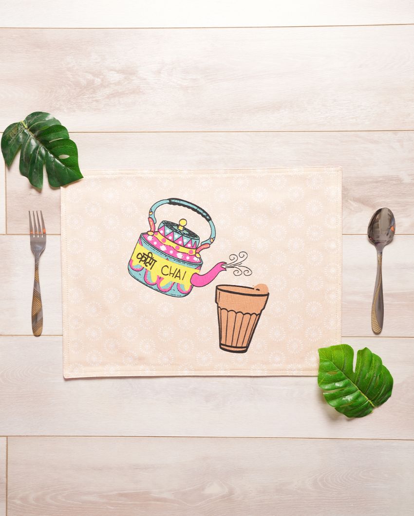 Cutting Chai Printed Placemat | Set of 6 | 18 x 13 inches