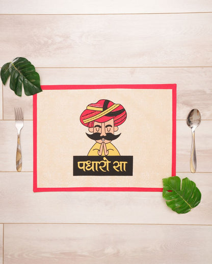 Padharo Sa Printed Placemat | Set of 6 | 18 x 13 inches