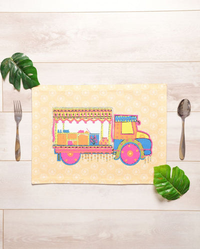 Rangeela Truck Printed Placemat | Set of 6 | 18 x 13 inches