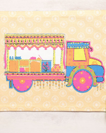 Rangeela Truck Printed Placemat | Set of 6 | 18 x 13 inches