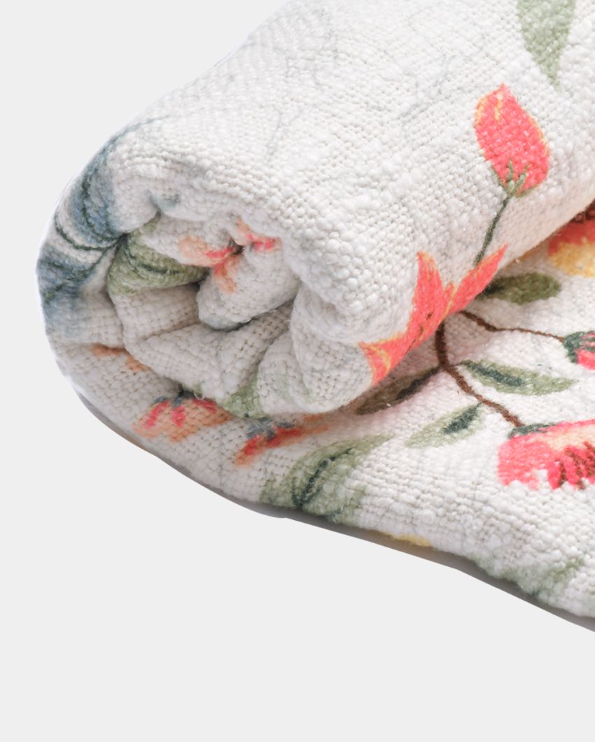 Blossom Cotton Printed Throw With Cushion Cover