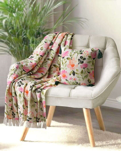 Gulfam Cotton Printed Throw With Cushion Cover