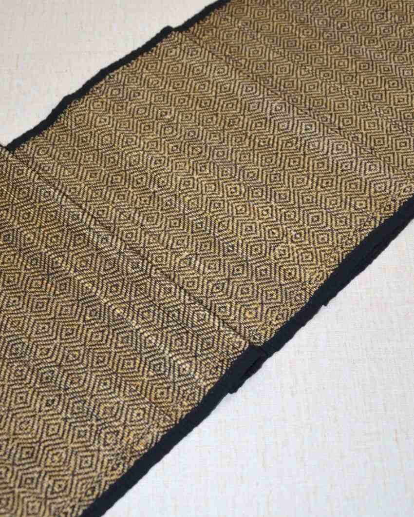 Bamboo Table Runner Diamond Black Natural | 48 x 13 inches