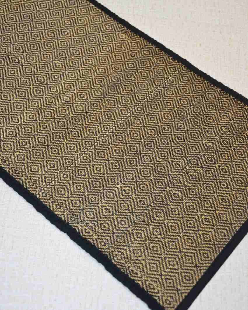 Bamboo Table Runner Diamond Black Natural | 48 x 13 inches