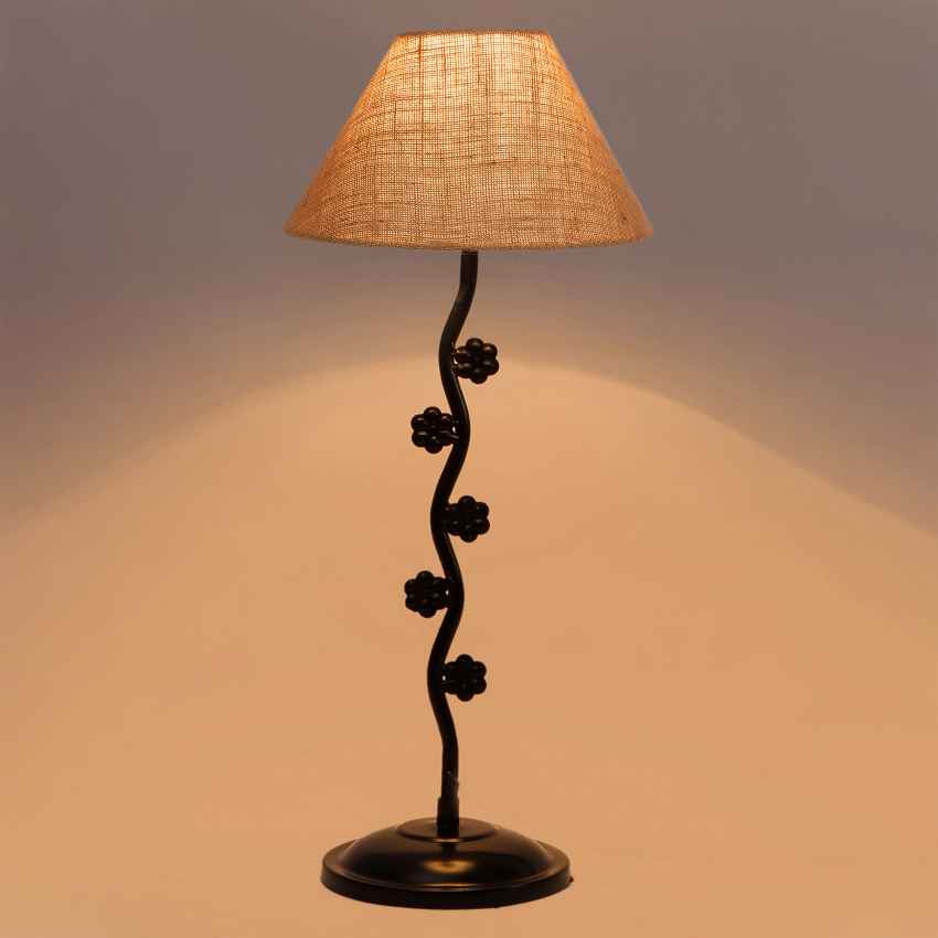 Graceful Beige Metal Table Lamp with Shade Without Bulb | 10 x 23 inches