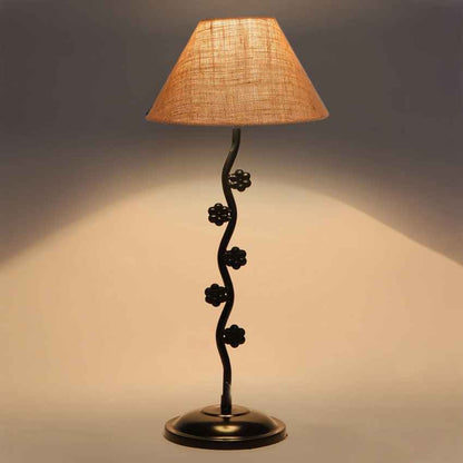 Graceful Beige Metal Table Lamp with Shade Without Bulb | 10 x 23 inches