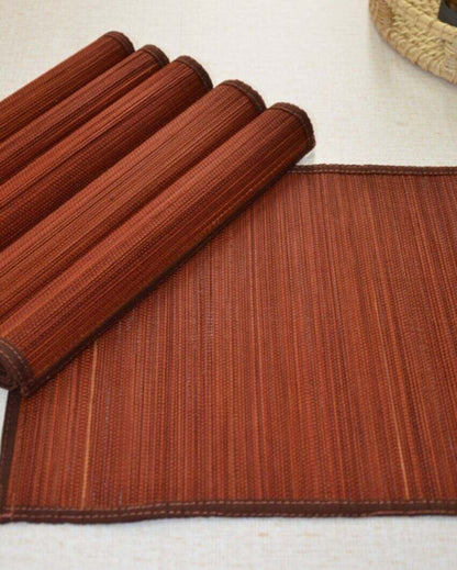 Bamboo Brown Plain Placemats | Set Of 6 | 19 x 13 inches