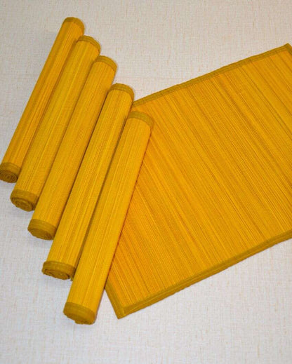 Bamboo Plain Mustard Placemats | Set Of 6 | 19 x 13 inches