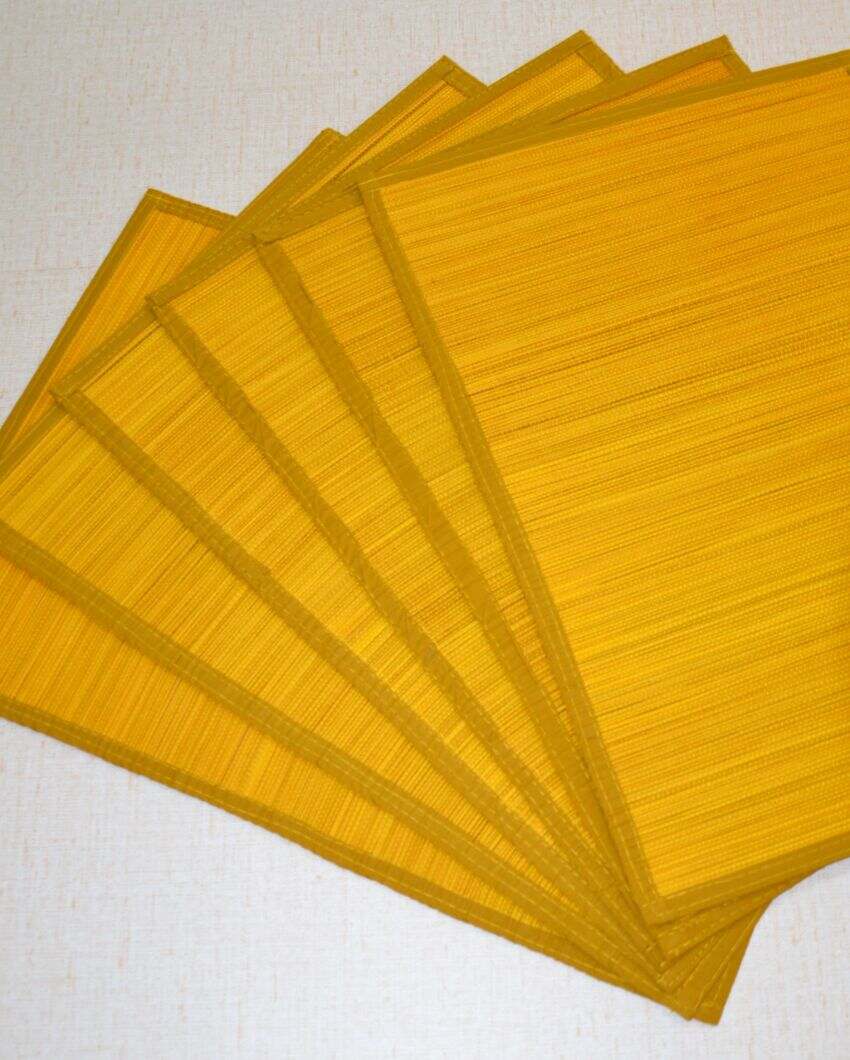 Bamboo Plain Mustard Placemats | Set Of 6 | 19 x 13 inches