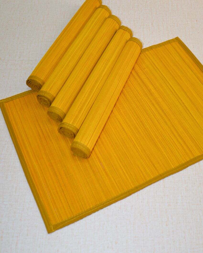 Bamboo Plain Mustard Placemats | Set Of 6 | 19 x 13 inches