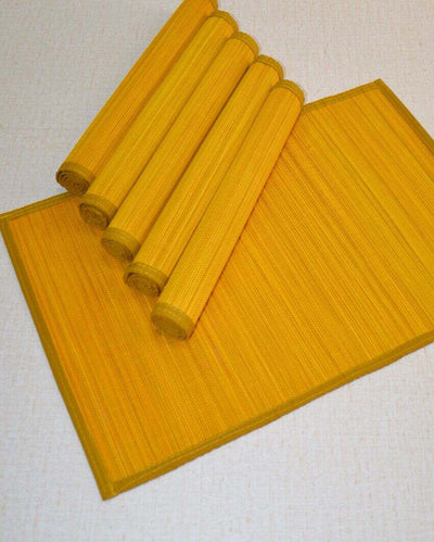 Bamboo Plain Mustard Placemats | Set Of 6 | 19 x 13 inches