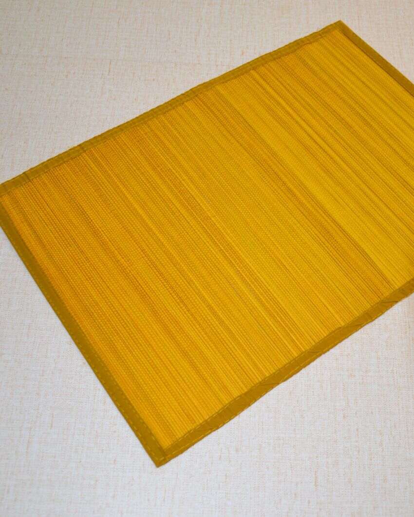 Bamboo Plain Mustard Placemats | Set Of 6 | 19 x 13 inches