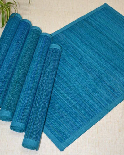 Sleek Blue Bamboo Placemats | Set of 6 | 19 x 13 inches