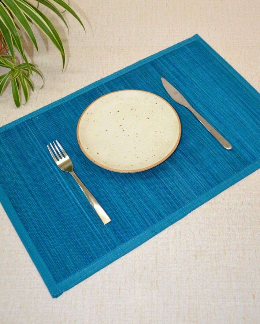 Sleek Blue Bamboo Placemats | Set of 6 | 19 x 13 inches