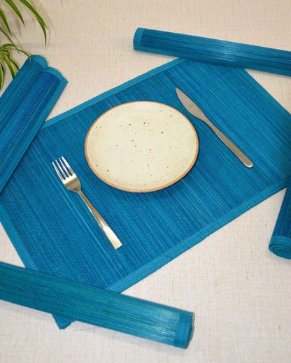 Sleek Blue Bamboo Placemats | Set of 6 | 19 x 13 inches