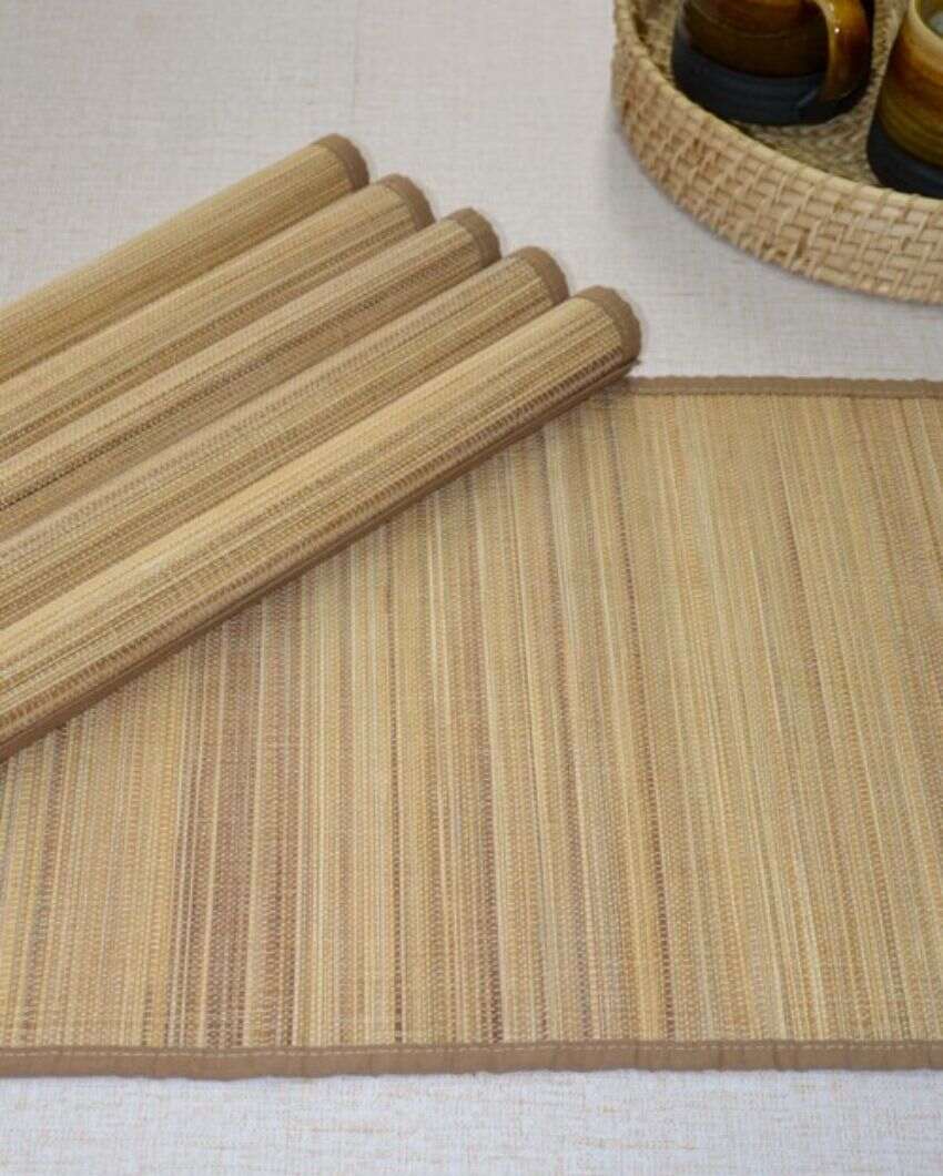 Bamboo Plain Natural Placemats | Set Of 6 | 19 x 13 inches