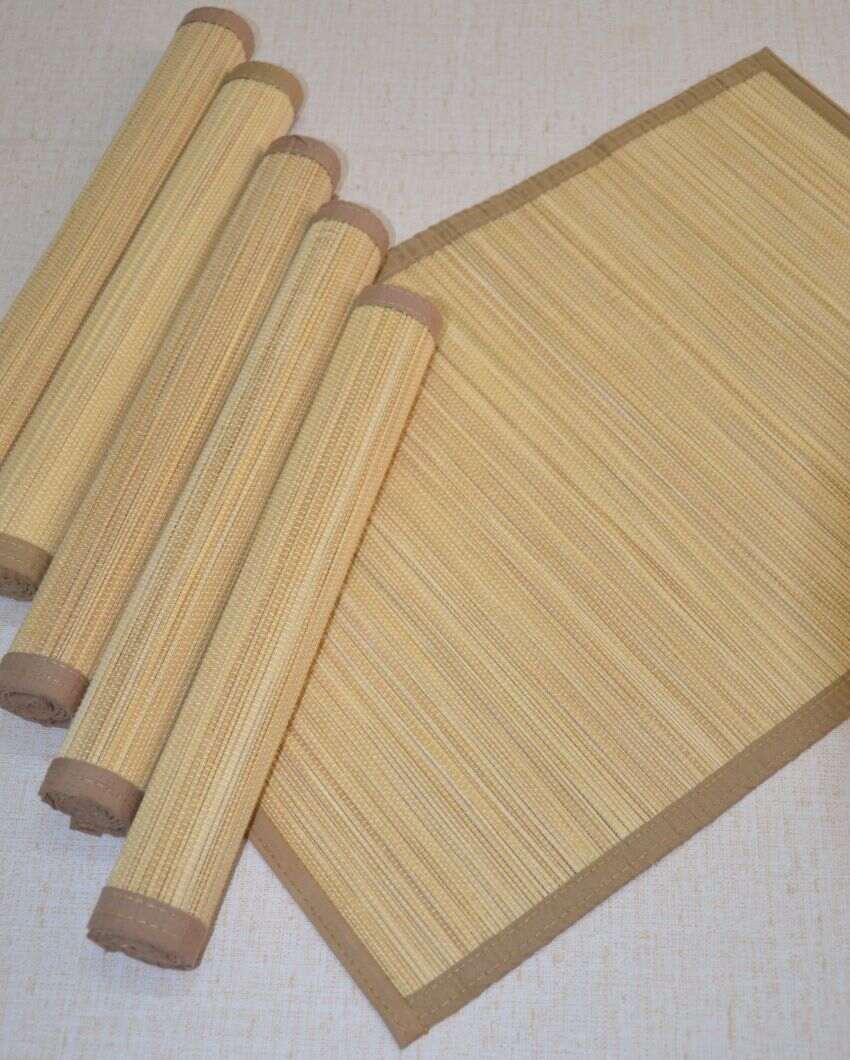 Bamboo Plain Natural Placemats | Set Of 6 | 19 x 13 inches