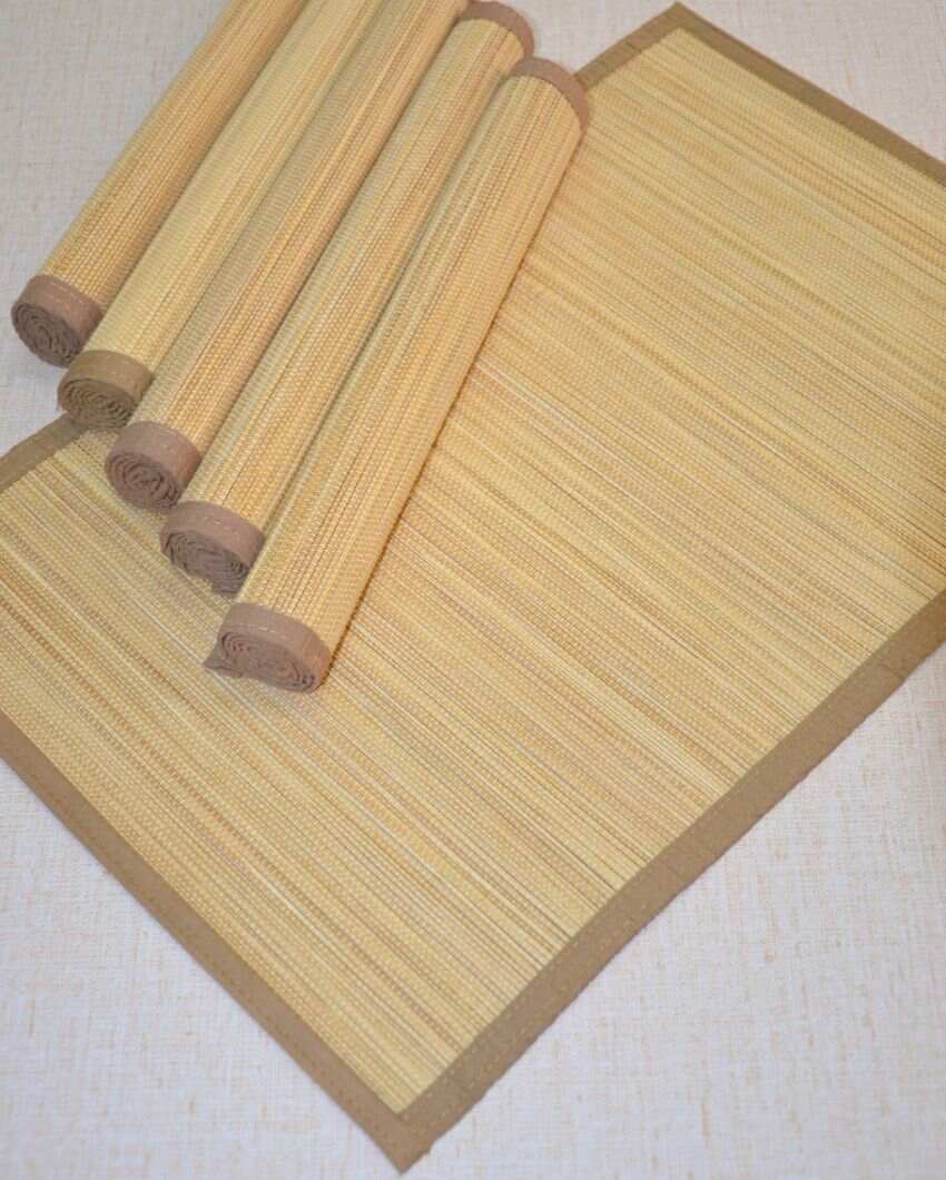 Bamboo Plain Natural Placemats | Set Of 6 | 19 x 13 inches