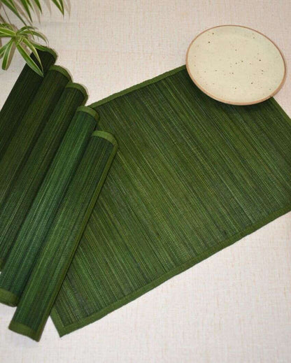 Fresh Dark Green Bamboo Placemats | Set of 6 | 19 x 13 inches