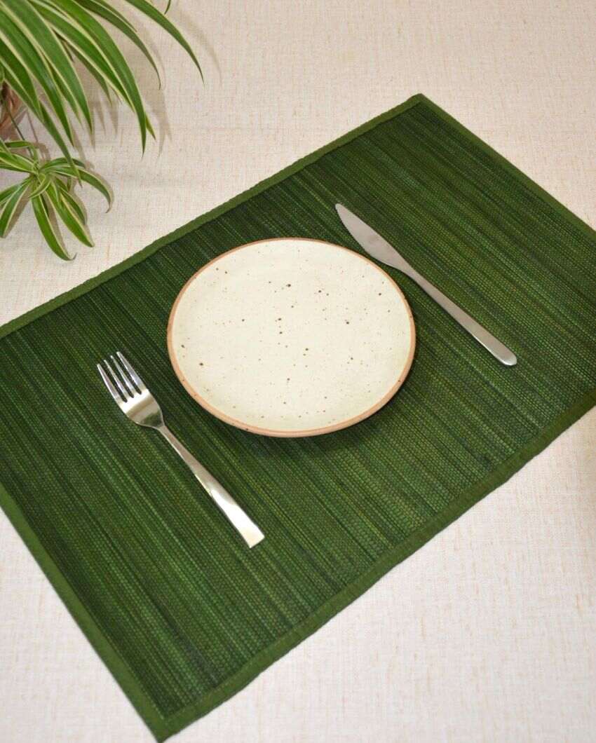 Fresh Dark Green Bamboo Placemats | Set of 6 | 19 x 13 inches